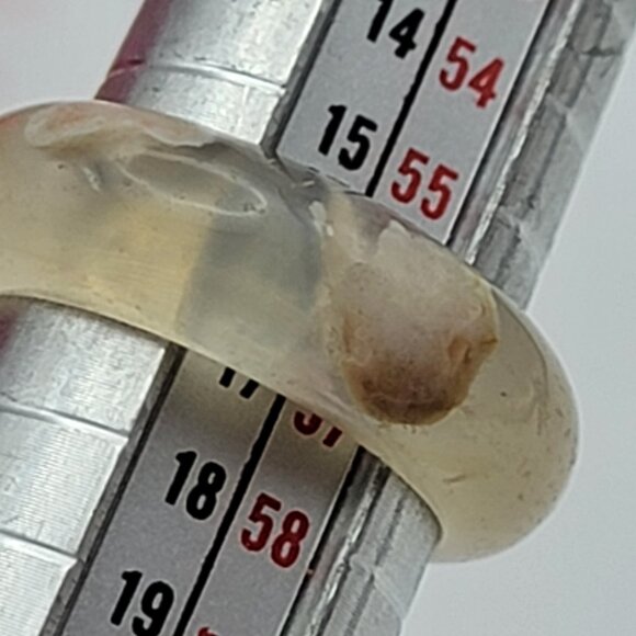 Cherry Blossom Agate Gemstone Ring Size 7.5 Sakura Blossom Gray - Picture 6 of 8